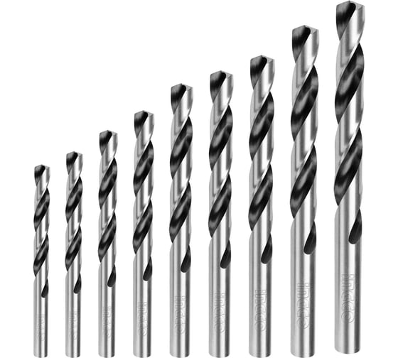 Набор сверл по металлу INGCO 9 шт, 2-10мм HSS INDUSTRIAL AKD1095 1