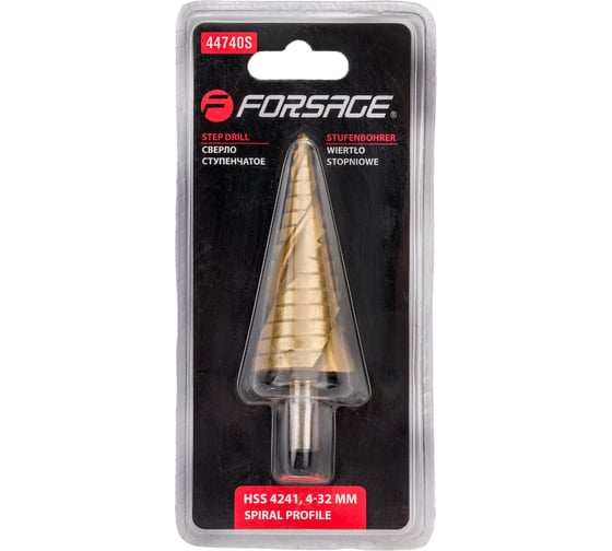 Сверло ступенчатое спиральное в блистере (4-32 мм; HSS 4241) Forsage F-44740S(29856)