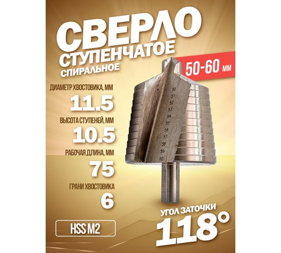 Сверло ступенчатое в блистере HSS4241 Forsage F-44742D(49827)