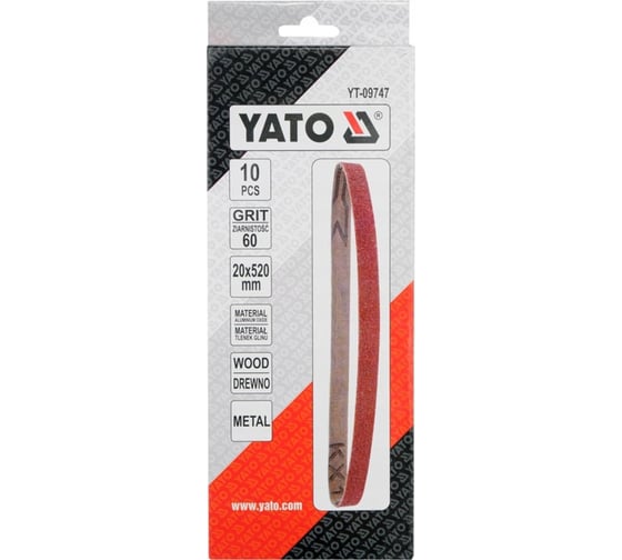 Шлифлента бесконечная (10 шт; 20х520 мм; P60) YATO YT-09747