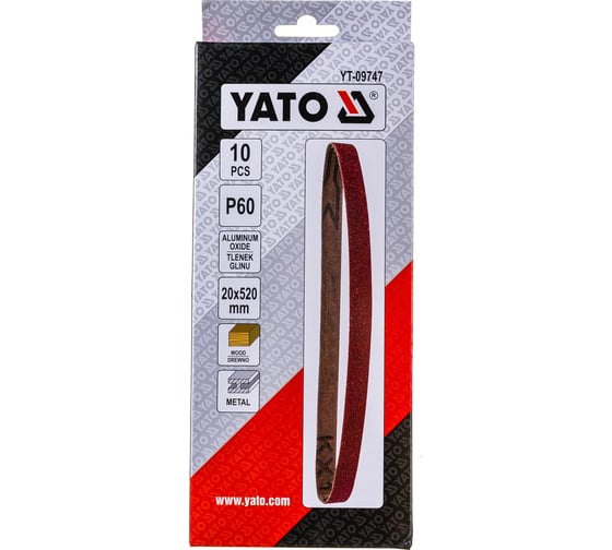 Шлифлента бесконечная (10 шт; 20х520 мм; P60) YATO YT-09747