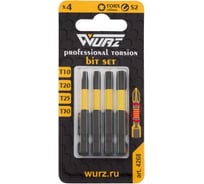 Набор торсионных магнитных бит WURZ 50мм, TORX (T10,T20,T25,T30), 4шт/бл 4268