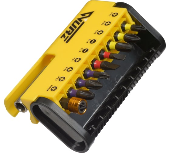 Набор WURZ торцевых магнитных бит 25мм PH PZ SL Torx Hex 18шт с