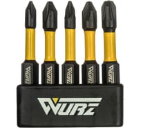 Набор торсионных магнитных бит WURZ 50мм, (PH1,PH2,PZ1,PZ2,PZ3), 5шт/упак 4262
