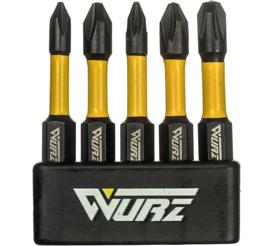 Набор торсионных магнитных бит WURZ 50мм, (PH1,PH2,PZ1,PZ2,PZ3), 5шт/упак 4262 1