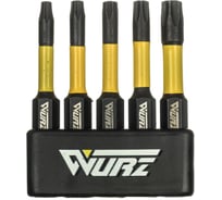 Набор торсионных магнитных бит WURZ 50мм, TORX (T10,T15,T20,T25,T30), 5шт/упак 4265