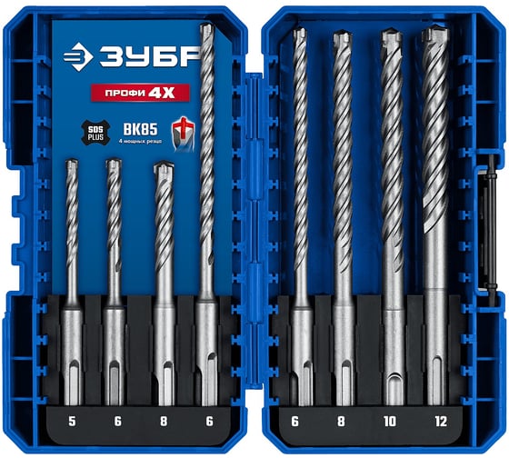 Буры SDS-plus ЗУБР Профи-4x 8шт набор №2 29313-H8-2 1