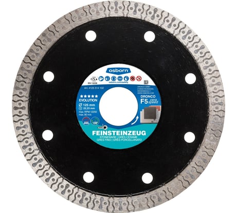 Диск алмазный по керамограниту OSBORN F5 Ceraspeed (125x1.2x22.23 мм) DRONCO 4125514102