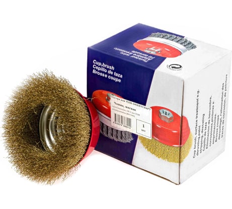 Щетка-крацовка чашка (100 мм; M14; латунированная проволока) для УШМ Orientcraft OCCBAGMB1004