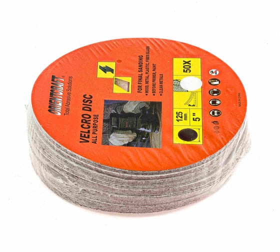 Круг шлифовальный на липучке (50 шт; 125 мм; P24; без отверстий) Orientcraft OCV125222P24 1