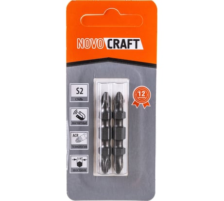 Биты двухсторонние (45 мм; 2 шт; PH2хPH2) для шуруповерта Novocraft В422-21-04522G