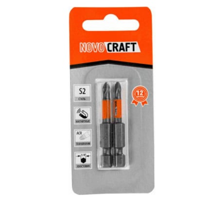 Биты (2 шт; 50 мм; PH1; сталь S2) для шуруповерта Novocraft B42-21-0501G