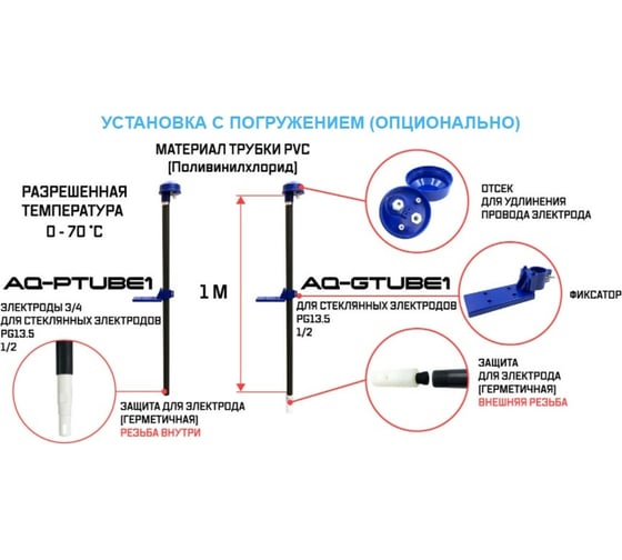 Электрод ОВП высокотемпературный промышленный AQUA-LAB AQ-ORP-HI.T1
