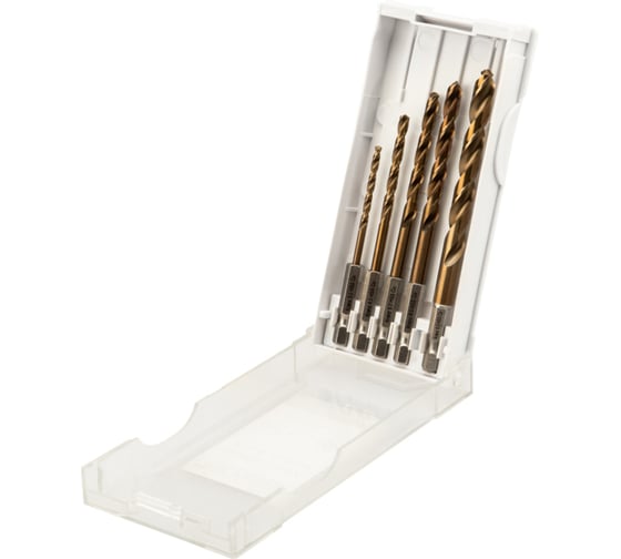 Набор сверл по металлу «Кобальт» KRANZ 3-8 мм Р6М5К5 шестигранный хвостовик 5 шт. KR-91-0634 1