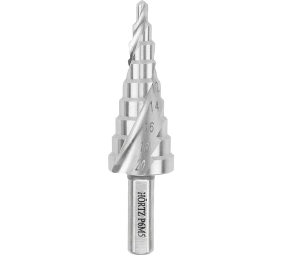 Сверло ступенчатое винтовое HORTZ 4-20 ст.9 (dхв=8.0, Р6М5) (4,6,8,10,12,14,16,18,20) 1159179 1