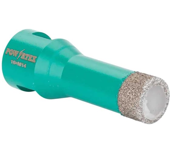 Коронка алмазная Powertex Super Hard, М14, с техническим воском 16х35 мм для дрели и УШМ по плитке 3A2218 1