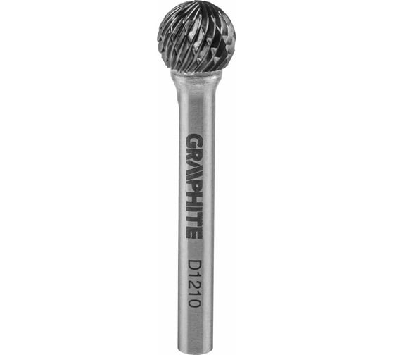Фреза по металлу твердосплавная HM тип D шар (12х10х6х45 мм) GRAPHITE 55H362