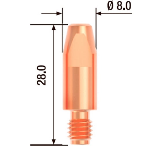 Контактный наконечник FUBAG M6х28 мм ECU D=0.9 мм (10 шт) FB.CTM6.28-09_10 1
