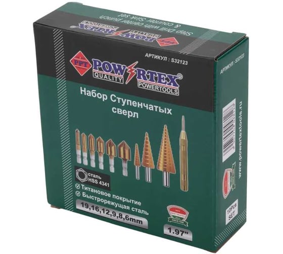 Ступенчатое сверло Powertex (набор) S32123 1