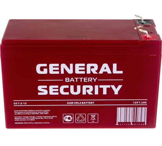 Аккумулятор для ИБП General Security GS7.2-12 12В, 7.2 Ач УТ-00001383 1