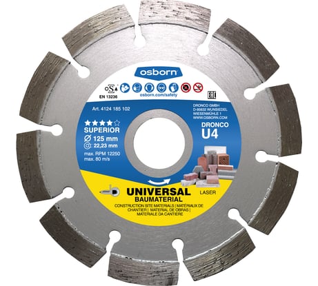 Алмазный диск универсальный OSBORN U4 (125х2.2x22.23 мм) DRONCO 4124185102