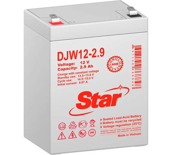 Аккумулятор для ИБП STAR DJW12-2.9 12В 2,3 Ач УТ-00002726 1