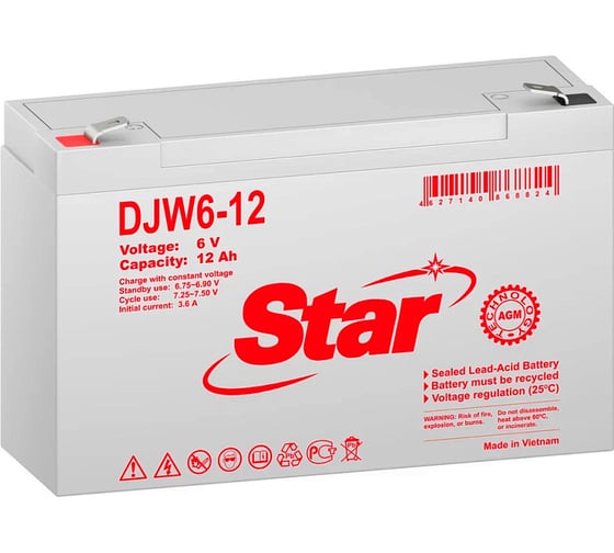 Аккумулятор для ИБП STAR DJW6-12 6В 12 Ач УТ-00002724 1