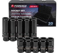 Набор головок Forsage 20 предметов 1/2 6 граней F-4201-BV30(62963)