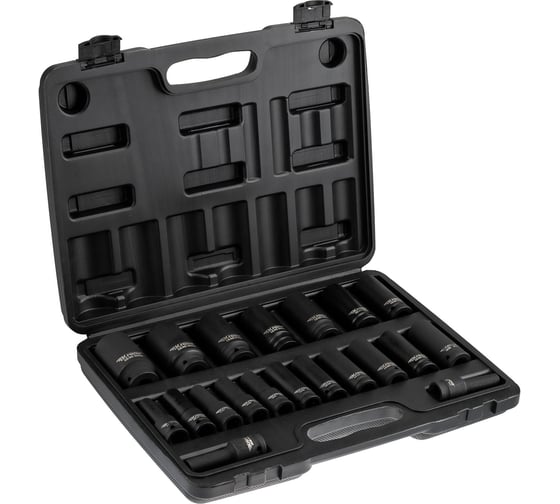 Набор шестигранных ударных торцевых головок Kranz 1/2, 78мм, 20 предметов (8-32мм) пластиковый кейс KR-12-8420 1