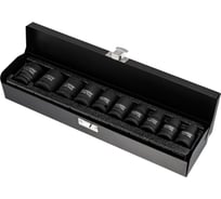 Набор шестигранных ударных торцевых головок KRANZ, 1/2, 38мм, 10 предметов (10-24мм) металлический кейс KR-12-8422