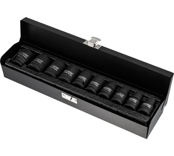 Набор шестигранных ударных торцевых головок Kranz 1/2, 38мм, 10 предметов (10-24мм) металлический кейс KR-12-8422 1