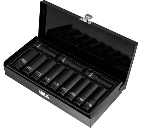 Набор шестигранных ударных торцевых головок KRANZ, 1/2, 78мм, 12 предметов (10-24мм) металлический кейс KR-12-8421