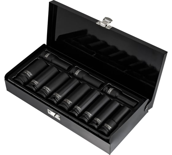 Набор шестигранных ударных торцевых головок Kranz 1/2, 78мм, 12 предметов (10-24мм) металлический кейс KR-12-8421 1