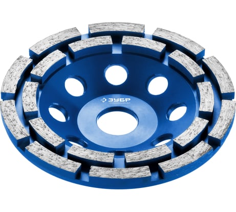 Двухрядная алмазная шлифовальная сегментная чашка ЗУБР 230 мм 33372-230