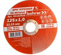 Круг отрезной Мастер (125х1х22.2 мм; металл/нержавейка) BOHRER 51112510