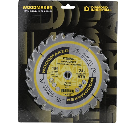 Диск пильный Diamond Industrial 185х20/16 мм Z24 WoodMaker DIDD185Z24 1