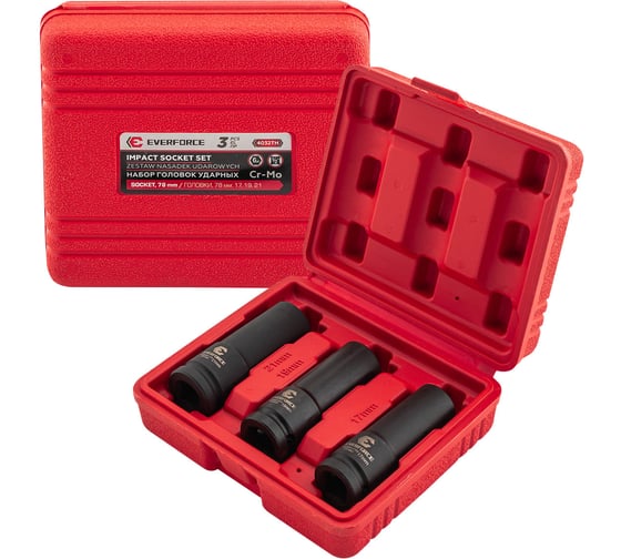 Головки ударные EVERFORCE набор 3 предмета, 1/2 (17, 19, 21 мм, 6гр.) EF-4032TH(63323) 1