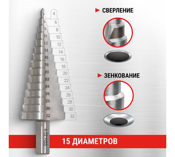 Сверло ступенчатое по металлу 4-32 мм VIRA 551432