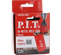 Коронка биметаллическая по металлу P.I.T. 60x44мм, сталь М42 (HSS Со 8%), перем. зуб AMED05-0060