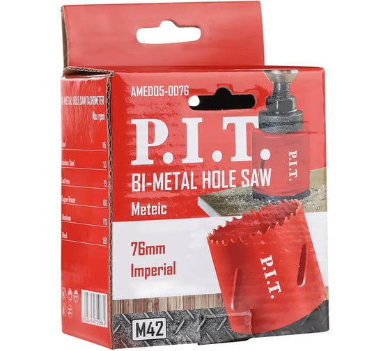 Коронка биметаллическая по металлу P.I.T. 76x44мм, сталь М42 (HSS Со 8%), перем. зуб AMED05-0076 1