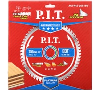 Диск пильный по дереву P.I.T. ADVANCE 255x30x2.4 мм 80T Carbide зуб TCG 15 ACTW12-255T80