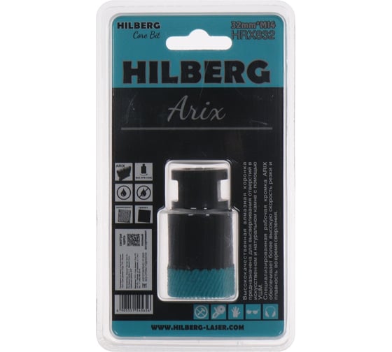 Коронка алмазная по керамограниту Hilberg Arix 32 мм, M14 HRX832 1