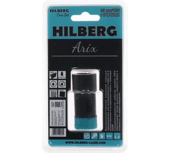 Коронка алмазная по керамограниту Hilberg Arix 25 мм M14 HRX825 1