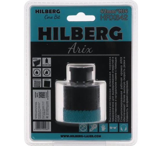 Коронка алмазная по керамограниту Hilberg Arix 42 мм, M14 HRX842 1