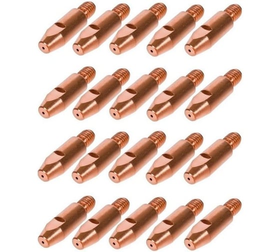 Наконечник токопроводящий энаргит 20 шт (CuCrZr, М6х28, d-0.8 мм) для горелок MIG/MAG CuCrZr-M6-28-08-20 1