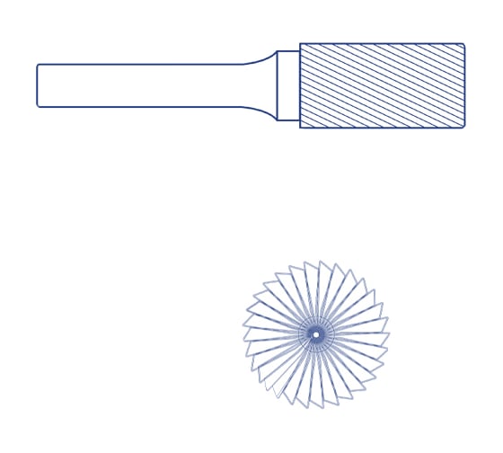 Бор-фреза Flexione DB 1225/6 цилиндрическая сторц.насечкой Expert 30001497 1