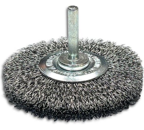 Щетка дисковая гофрированная Lessmann Д80х13, стальная 0.30мм, хвостовик 6мм 418162 1