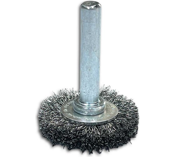 Щетка дисковая гофрированная Lessmann Д30х6, стальная 0.20мм, хвостовик 6мм 413142 1