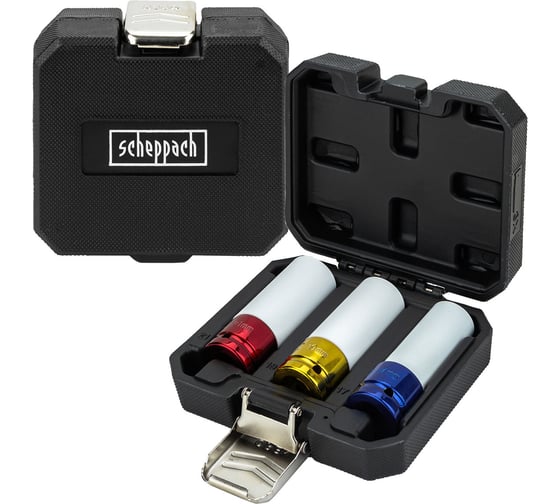 Головки ударные глубокие тонкостенные Scheppach набор 3 предмета, 1/2 (17, 19, 21мм) Sch-4035(66193) 1