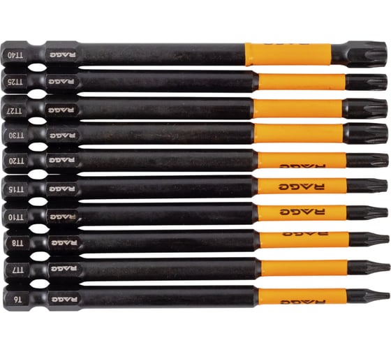 Набор бит RAGE для шуруповерта магнитные торсионные IMPACT S2 TORX T6, TT7 - TT40 x 100 мм 10 шт 554251 1